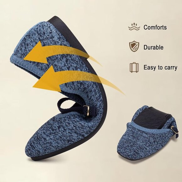 Frank Mully Mary Jane Women Blueb Mesh Slip on Square-Toe Ankle Strap Flat Shoes - Picture 3 of 7